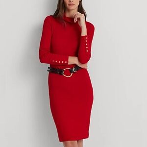 🔥Ralph Lauren Cotton-Blend Turtleneck Dress